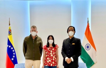 Venezuelan Minister of Science & Technology H.E. Gabriela Jimenez and Dr. Alexis Garcia Pinero, Principal Investigator of Vaccine Clinical Trials invited Ambassador Abhishek Singh for a meeting to discuss cooperation in field of vaccines